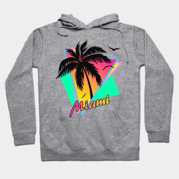 Miami Cool 80s Sunset Hoodie by Nerd_art